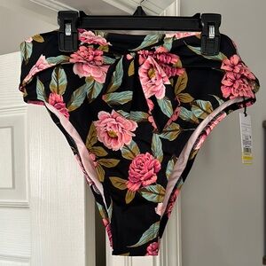 Shade & Shore Floral Bikini Bottoms - Pink and Black